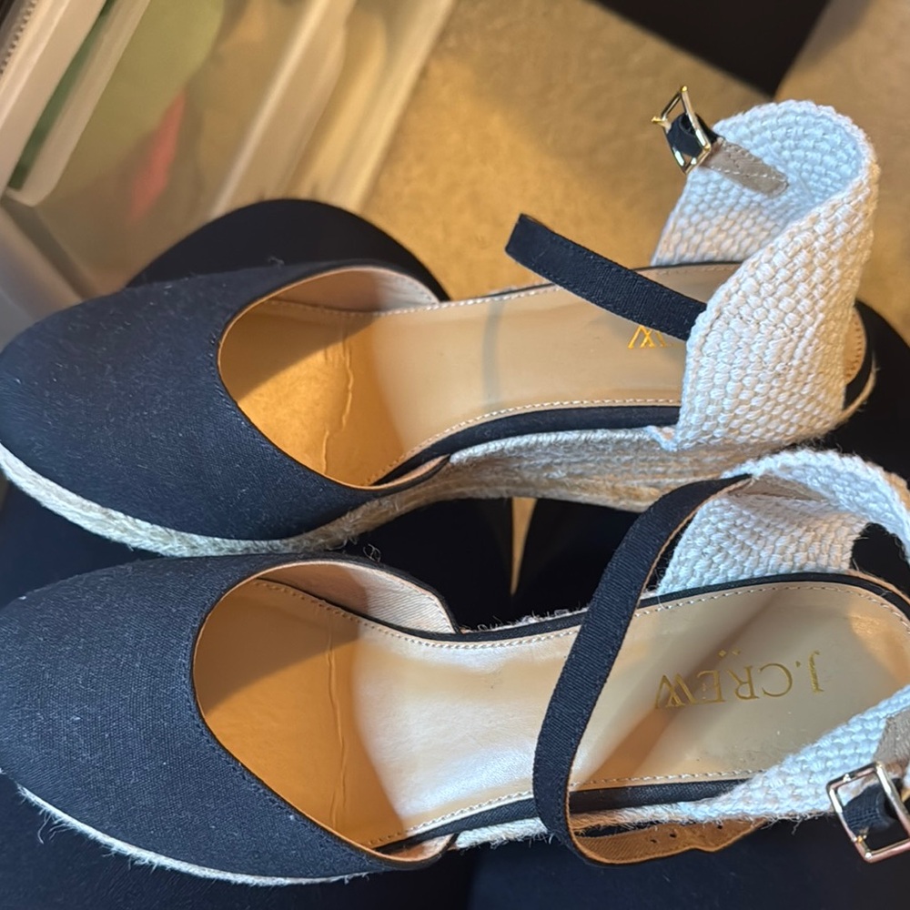 J. Crew Black Espadrille Flats with Adjustable Straps